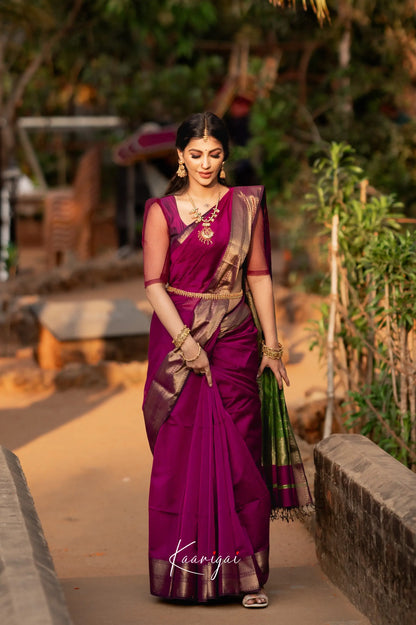 Maanvi Maheswari Saree - Magenta And Olive Green Sarees