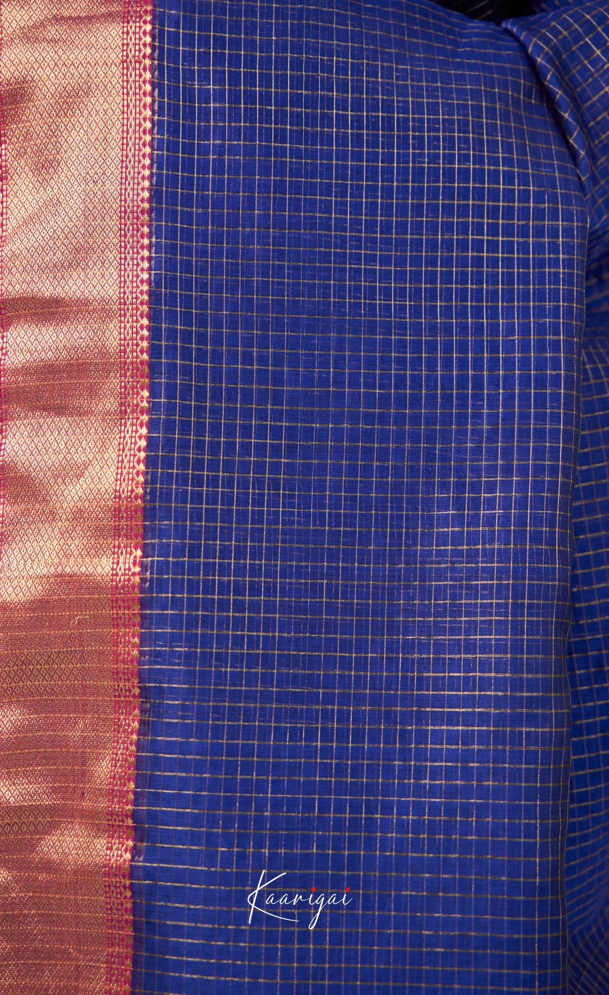 Maanvi Maheswari Silk Cotton Saree - Dark blue and Maroon - Sarees