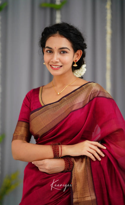 Maanvi Maheswari Silk Cotton Saree - Dark Pink Sarees