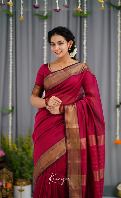 Maanvi Maheswari Silk Cotton Saree - Dark Pink Sarees
