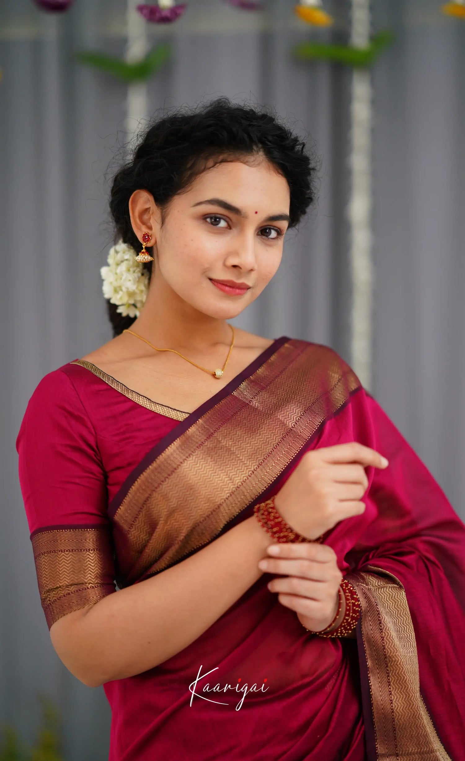 Maanvi Maheswari Silk Cotton Saree - Dark Pink Sarees