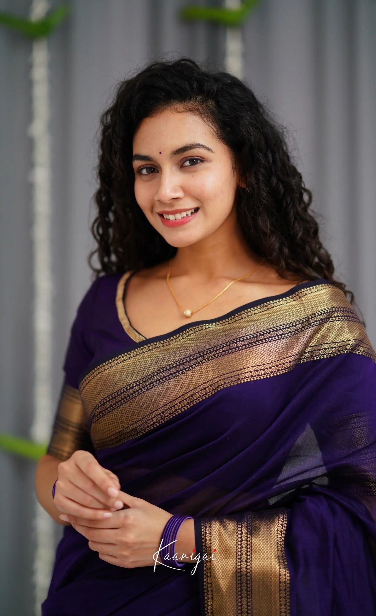 Maanvi Maheswari Silk Cotton Saree - Dark Purple Sarees