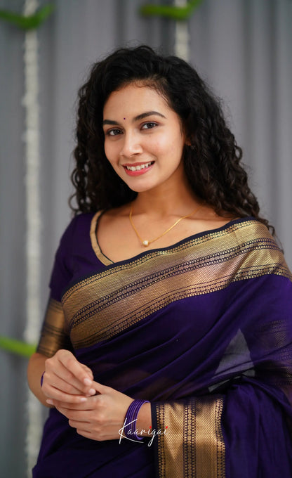 Maanvi Maheswari Silk Cotton Saree - Dark Purple Sarees