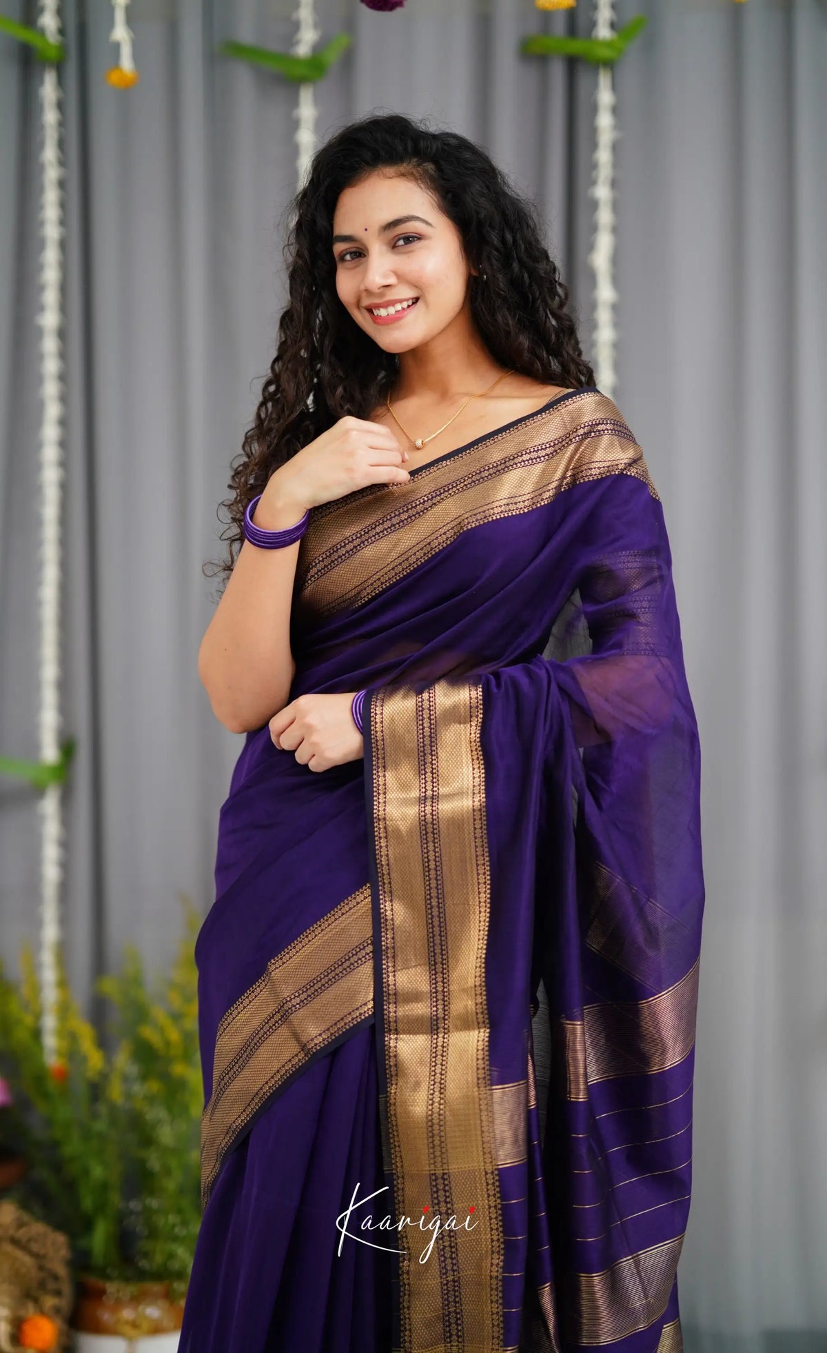 Maanvi Maheswari Silk Cotton Saree - Dark Purple Sarees