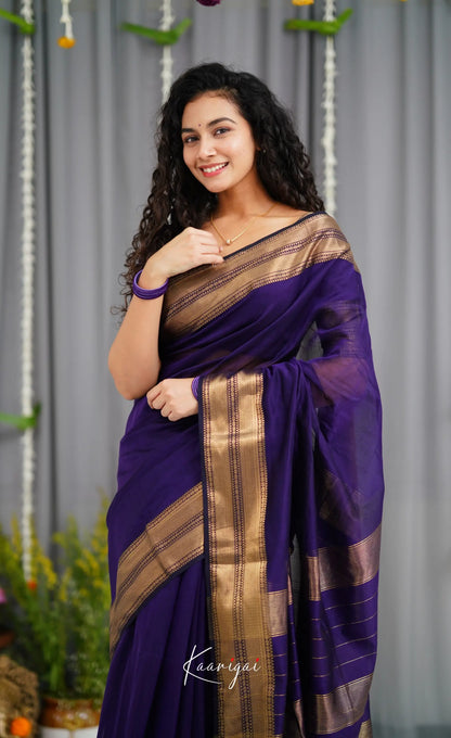 Maanvi Maheswari Silk Cotton Saree - Dark Purple Sarees
