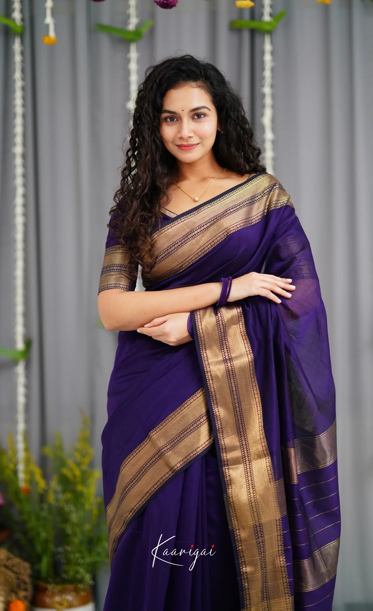 Maanvi Maheswari Silk Cotton Saree - Dark Purple Sarees
