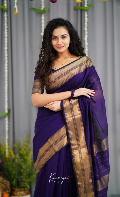 Maanvi Maheswari Silk Cotton Saree - Dark Purple Sarees