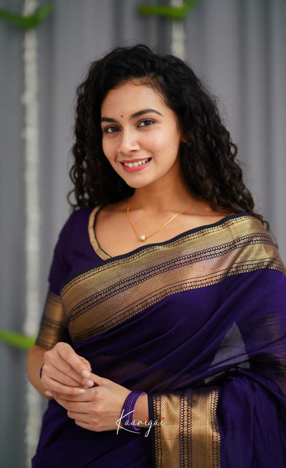 Maanvi Maheswari Silk Cotton Saree - Dark Purple Sarees
