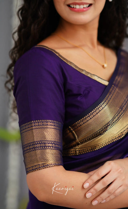 Maanvi Maheswari Silk Cotton Saree - Dark Purple Sarees