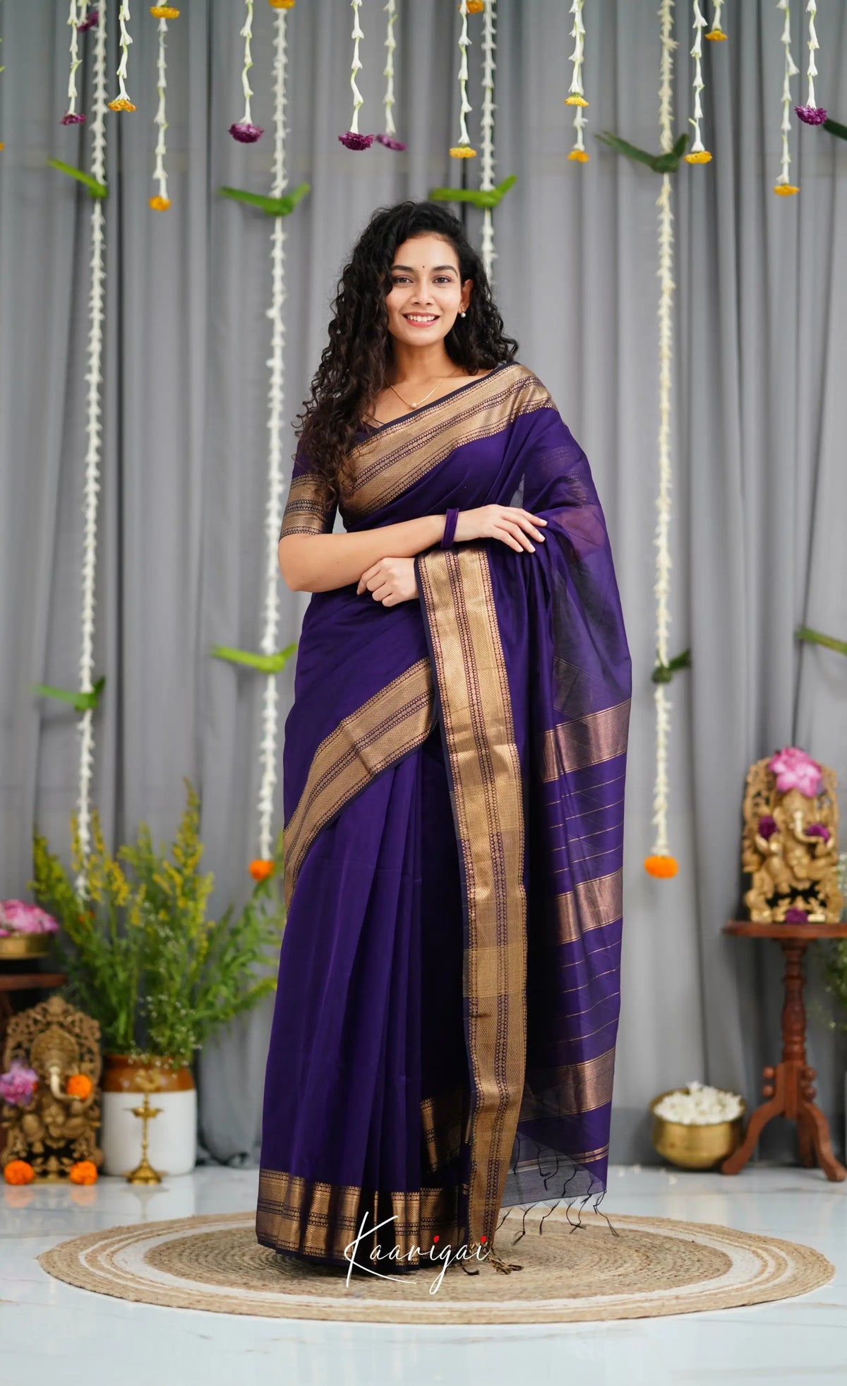 Maanvi Maheswari Silk Cotton Saree - Dark Purple Sarees