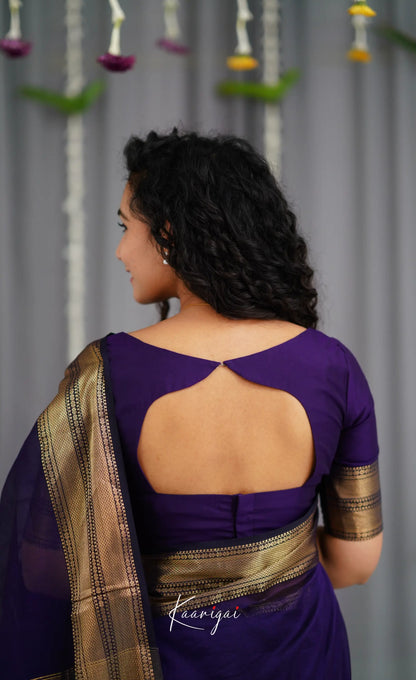 Maanvi Maheswari Silk Cotton Saree - Dark Purple Sarees