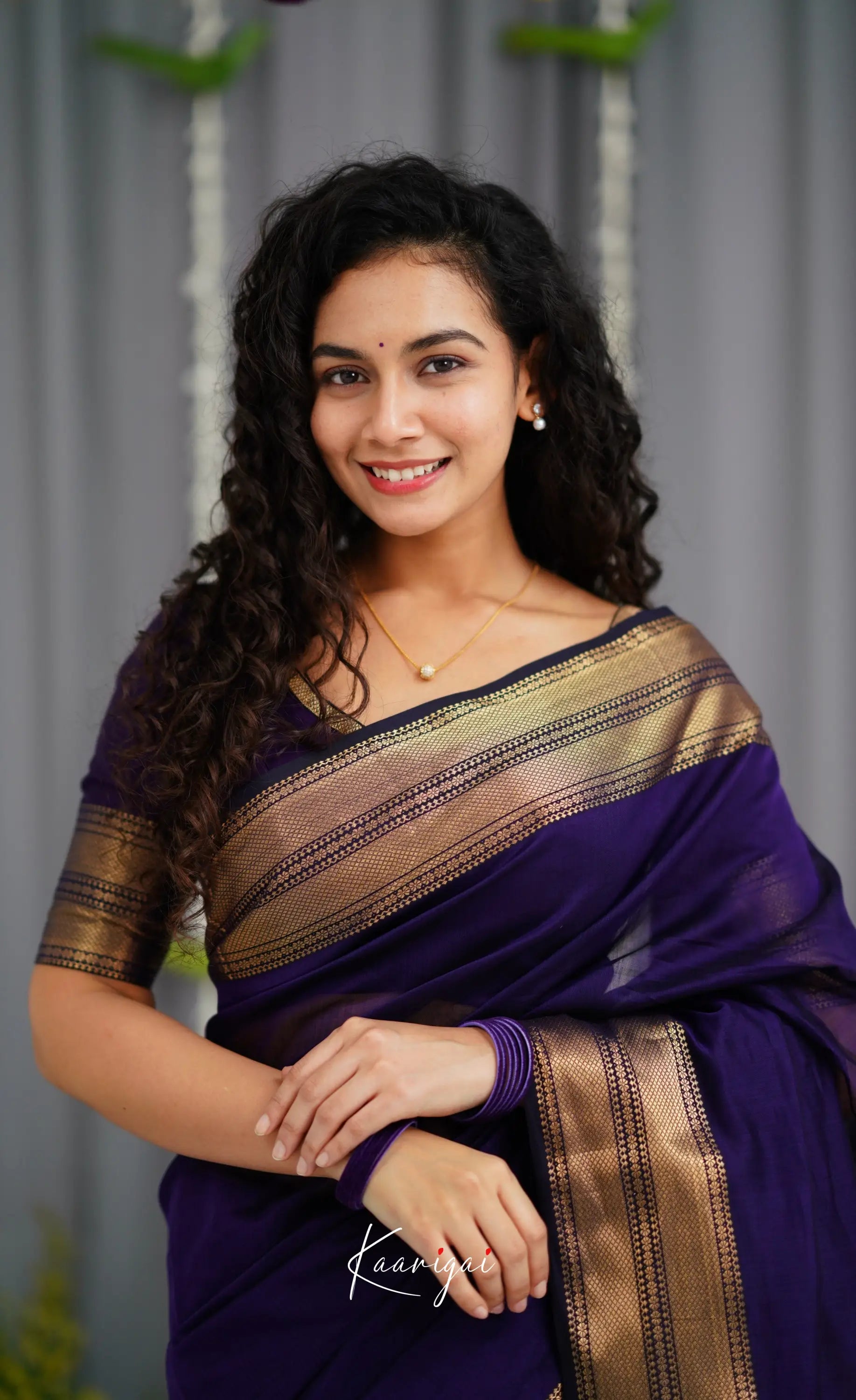 Maanvi Maheswari Silk Cotton Saree - Dark Purple Sarees