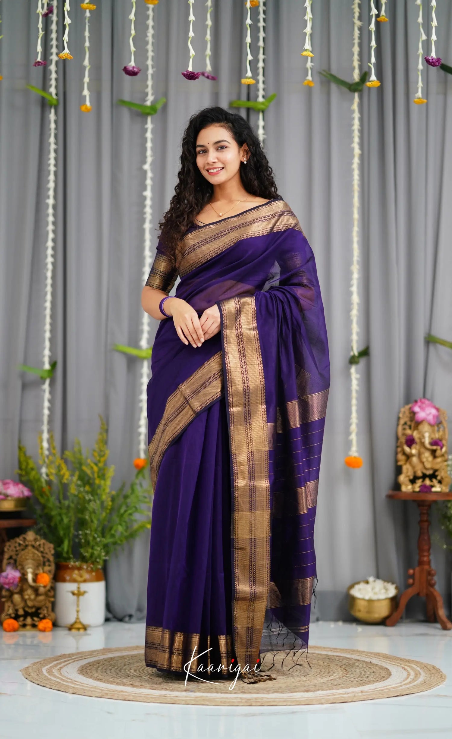 Maanvi Maheswari Silk Cotton Saree - Dark Purple Sarees