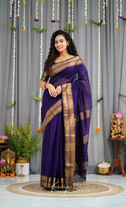 Maanvi Maheswari Silk Cotton Saree - Dark Purple Sarees