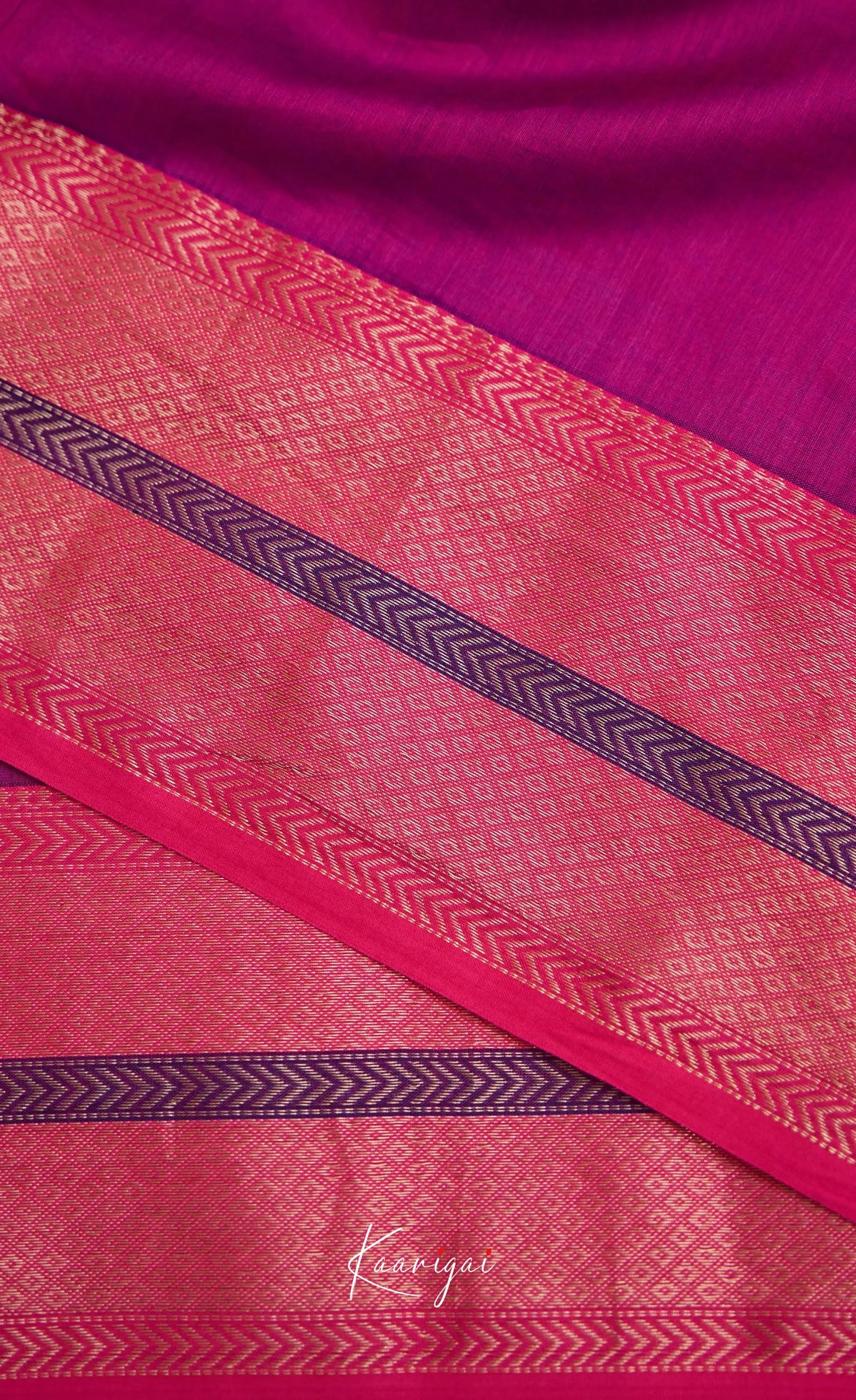 Maanvi Maheswari Silk Cotton Saree - Deep green and Bright pink - Sarees