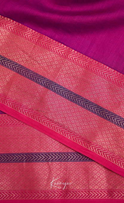 Maanvi Maheswari Silk Cotton Saree - Deep green and Bright pink - Sarees