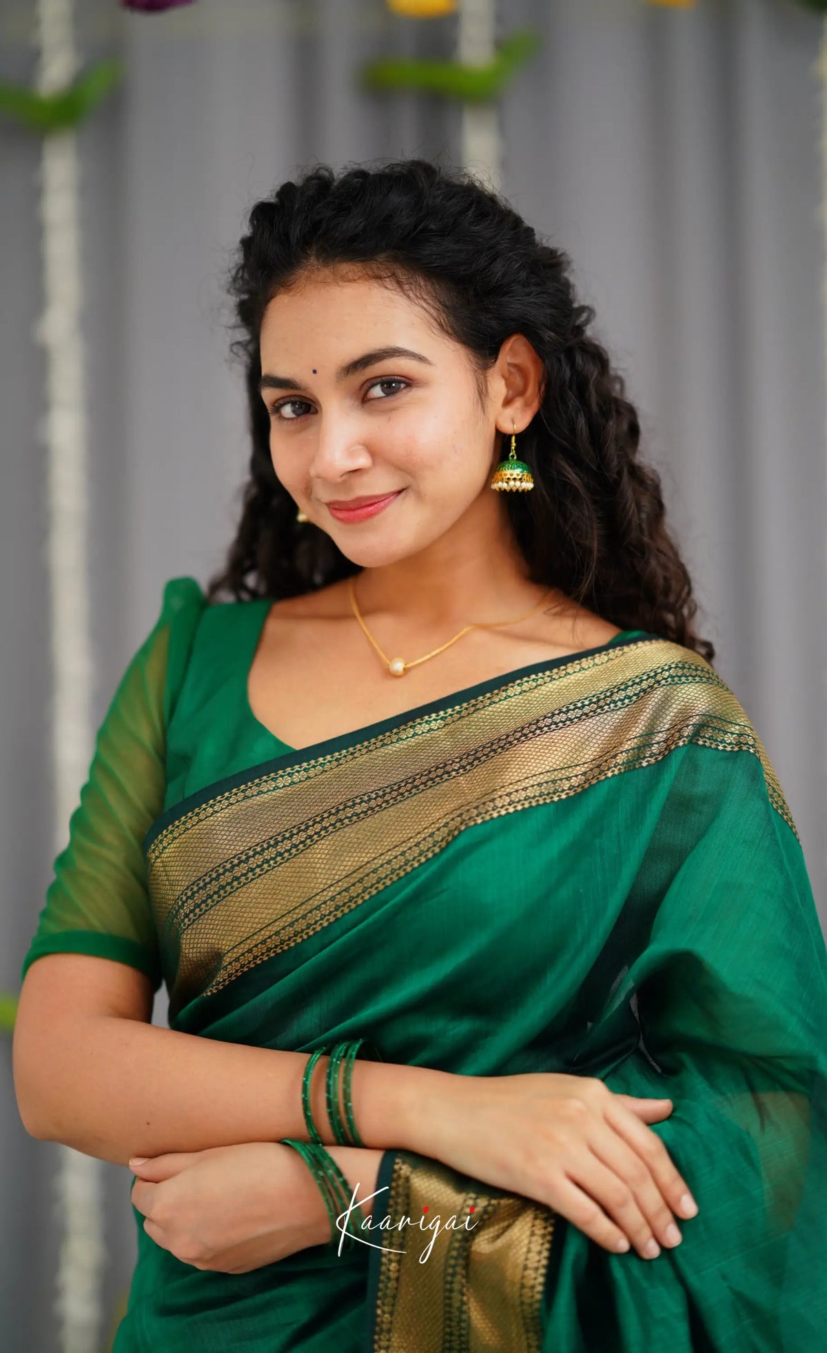 Maanvi Maheswari Silk Cotton Saree - Green Sarees