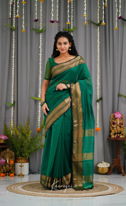 Maanvi Maheswari Silk Cotton Saree - Green Sarees