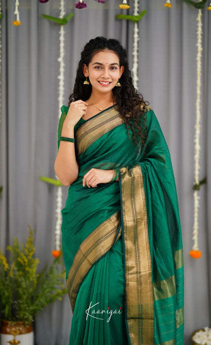Maanvi Maheswari Silk Cotton Saree - Green Sarees