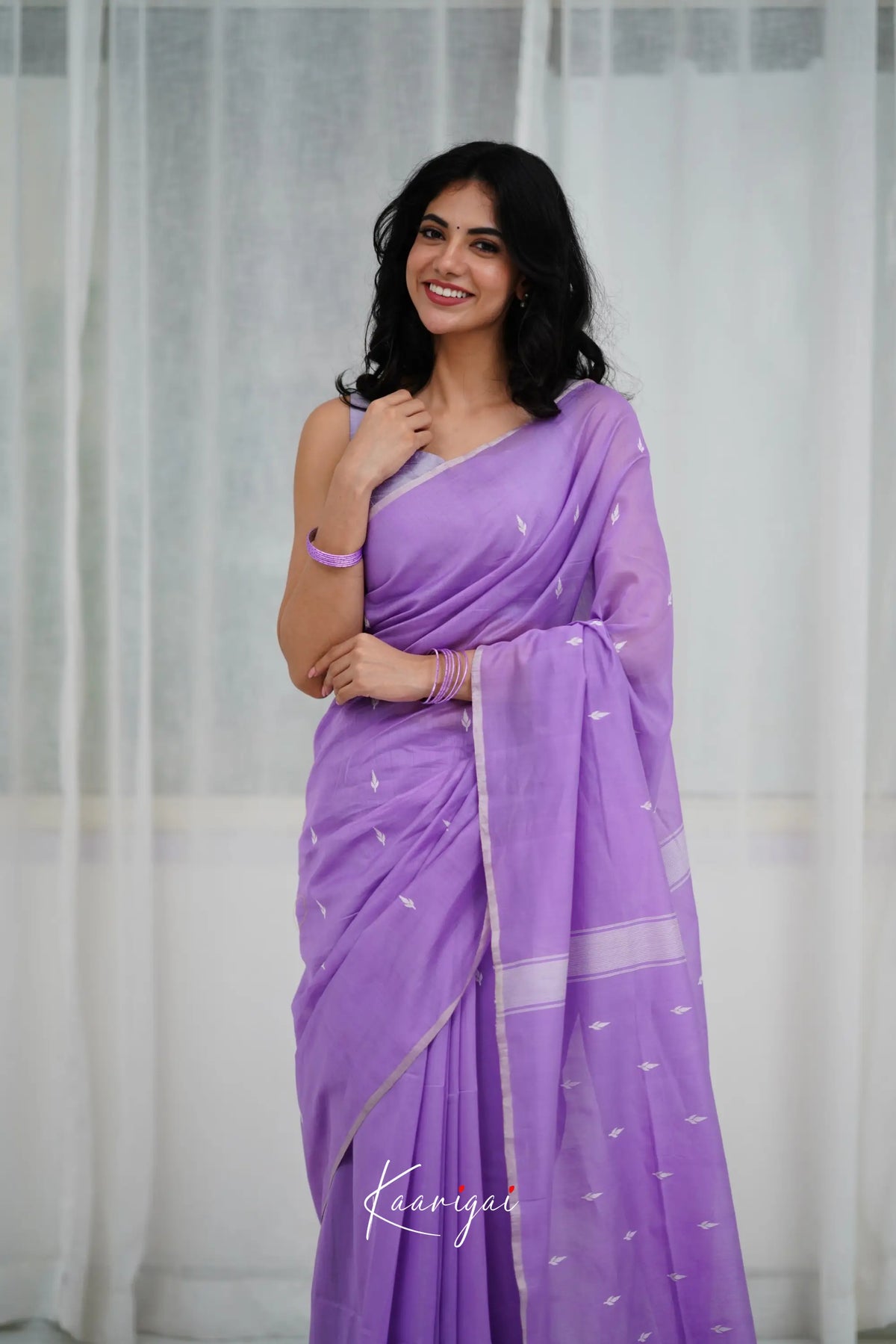 Maanvi Maheswari Silk Cotton Saree - Lavender Sarees