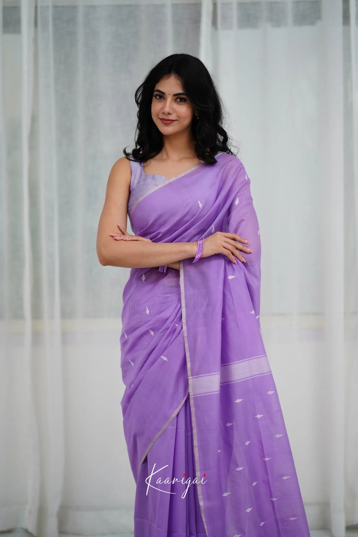 Maanvi Maheswari Silk Cotton Saree - Lavender Sarees
