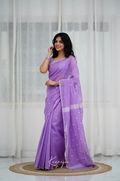 Maanvi Maheswari Silk Cotton Saree - Lavender Sarees