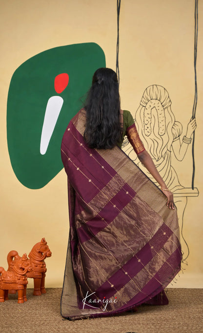 Maanvi Maheswari Silk Cotton Saree - Maroonish wine - Sarees