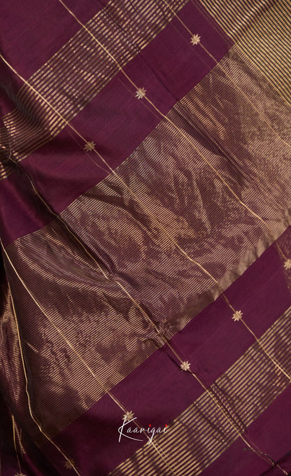 Maanvi Maheswari Silk Cotton Saree - Maroonish wine - Sarees