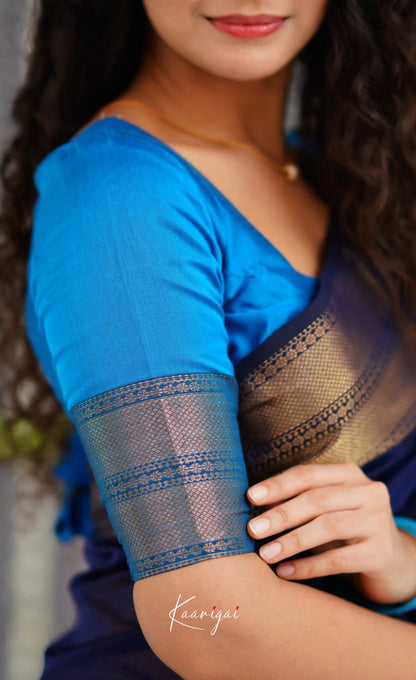 Maanvi Maheswari Silk Cotton Saree - Navy Blue and Light Blue Sarees
