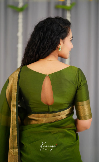 Maanvi Maheswari Silk Cotton Saree - Olive Green Sarees