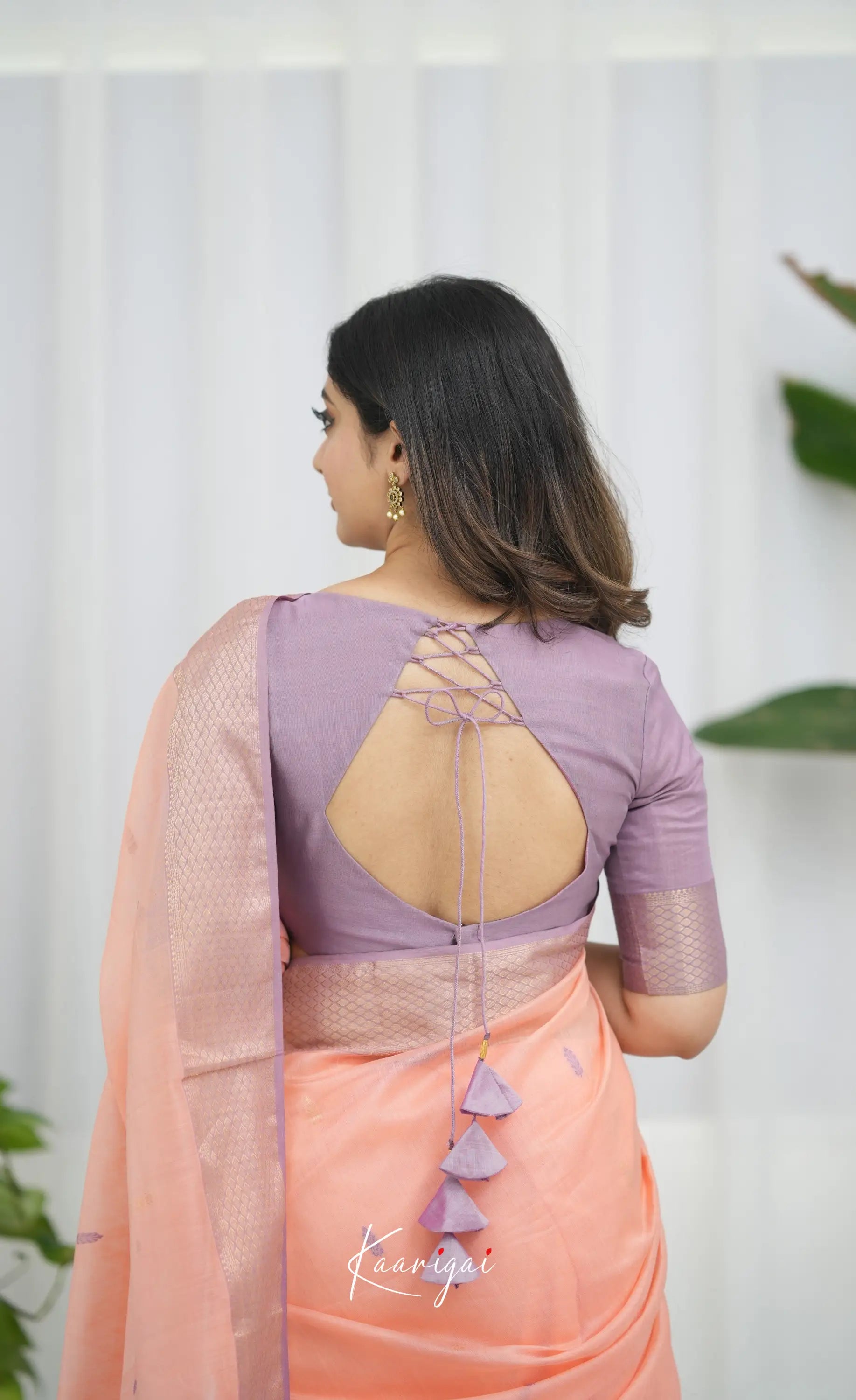 Maanvi Maheswari Silk Cotton Saree - Peach and Lavender Sarees