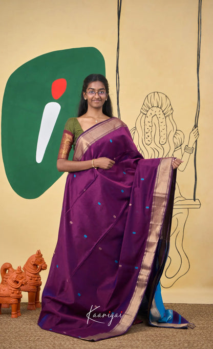 Maanvi Maheswari Silk Cotton Saree - Puple and Bright blue - Sarees
