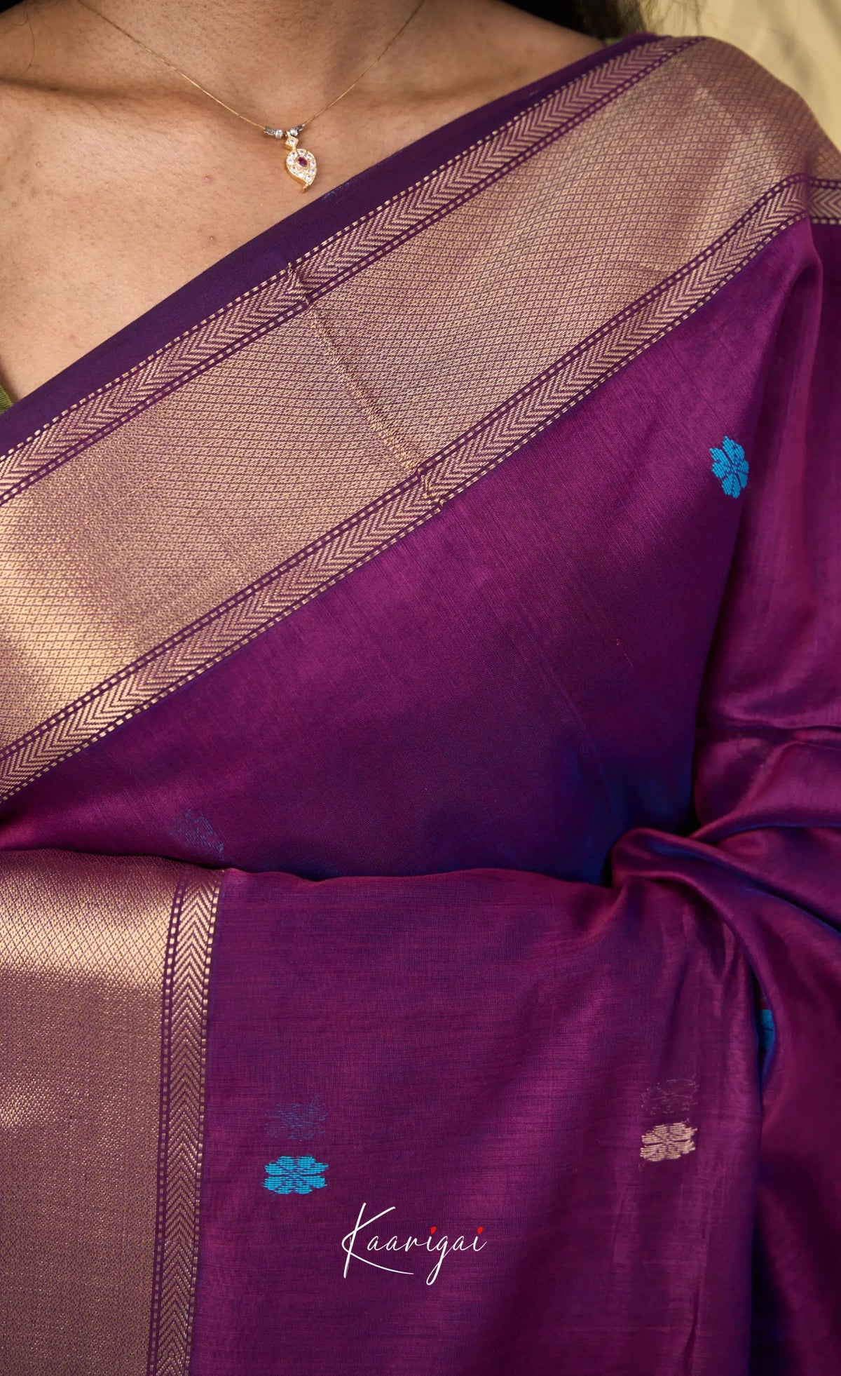 Maanvi Maheswari Silk Cotton Saree - Puple and Bright blue - Sarees