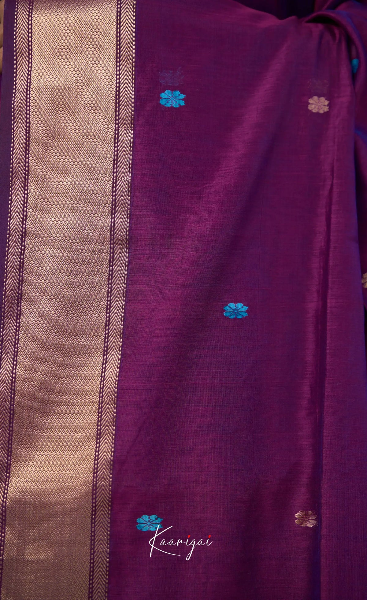 Maanvi Maheswari Silk Cotton Saree - Puple and Bright blue - Sarees