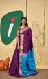 Maanvi Maheswari Silk Cotton Saree - Puple and Bright blue - Sarees