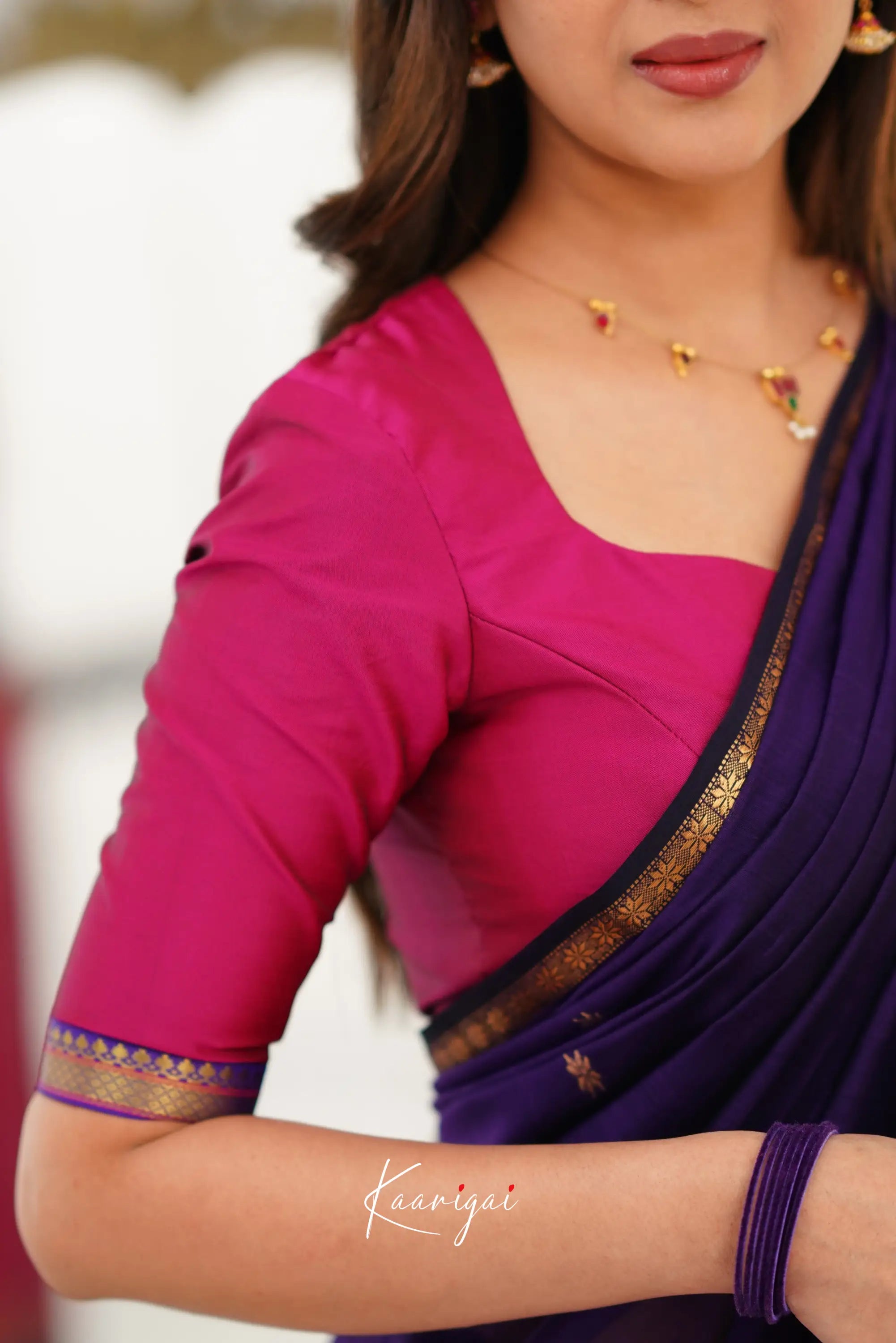 Maanvi Maheswari Silk Cotton Saree - Purple And Pink Sarees