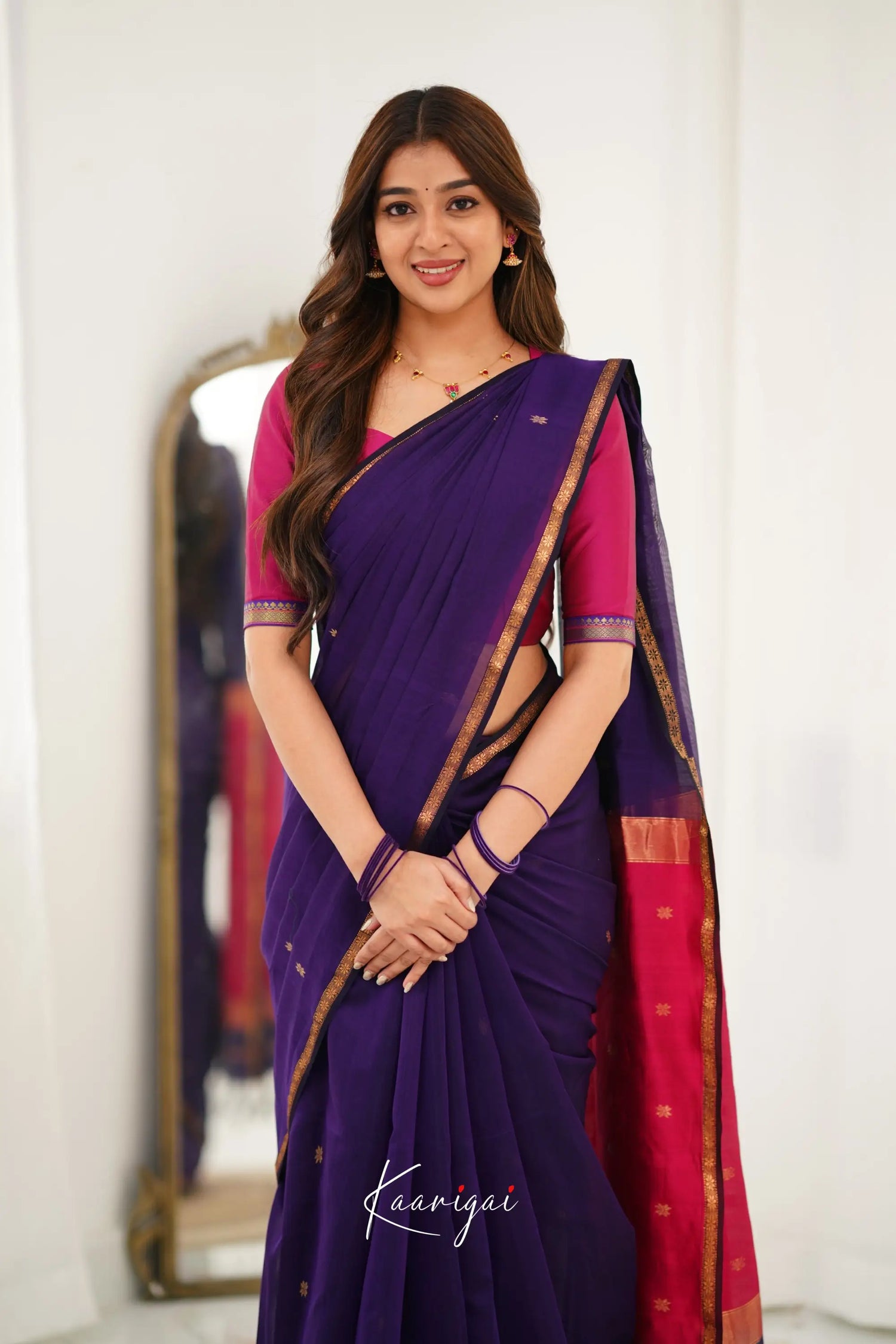 Maanvi Maheswari Silk Cotton Saree - Purple And Pink Sarees