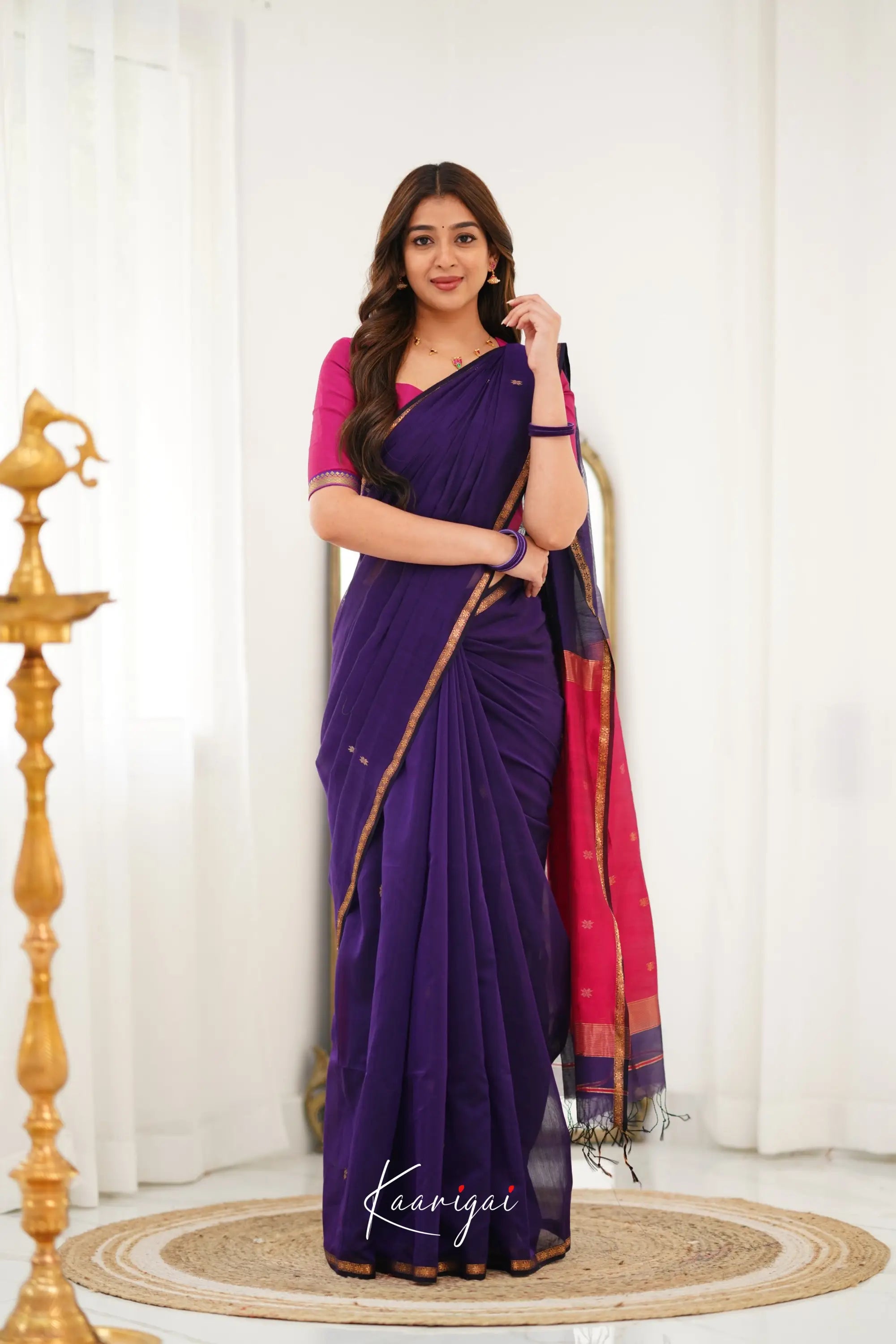 Maanvi Maheswari Silk Cotton Saree - Purple And Pink Sarees