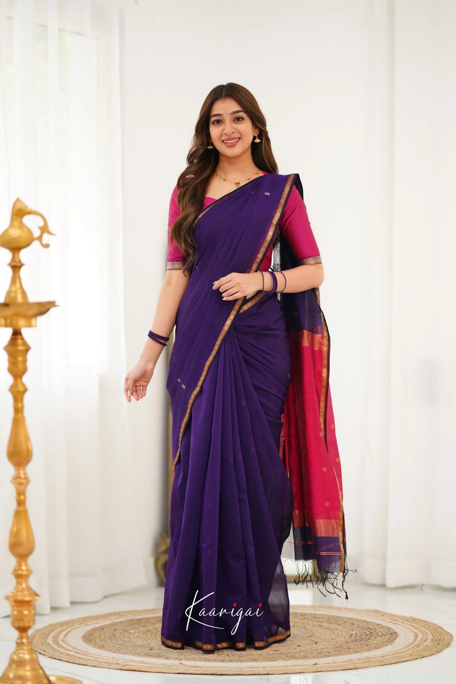 Maanvi Maheswari Silk Cotton Saree - Purple And Pink Sarees