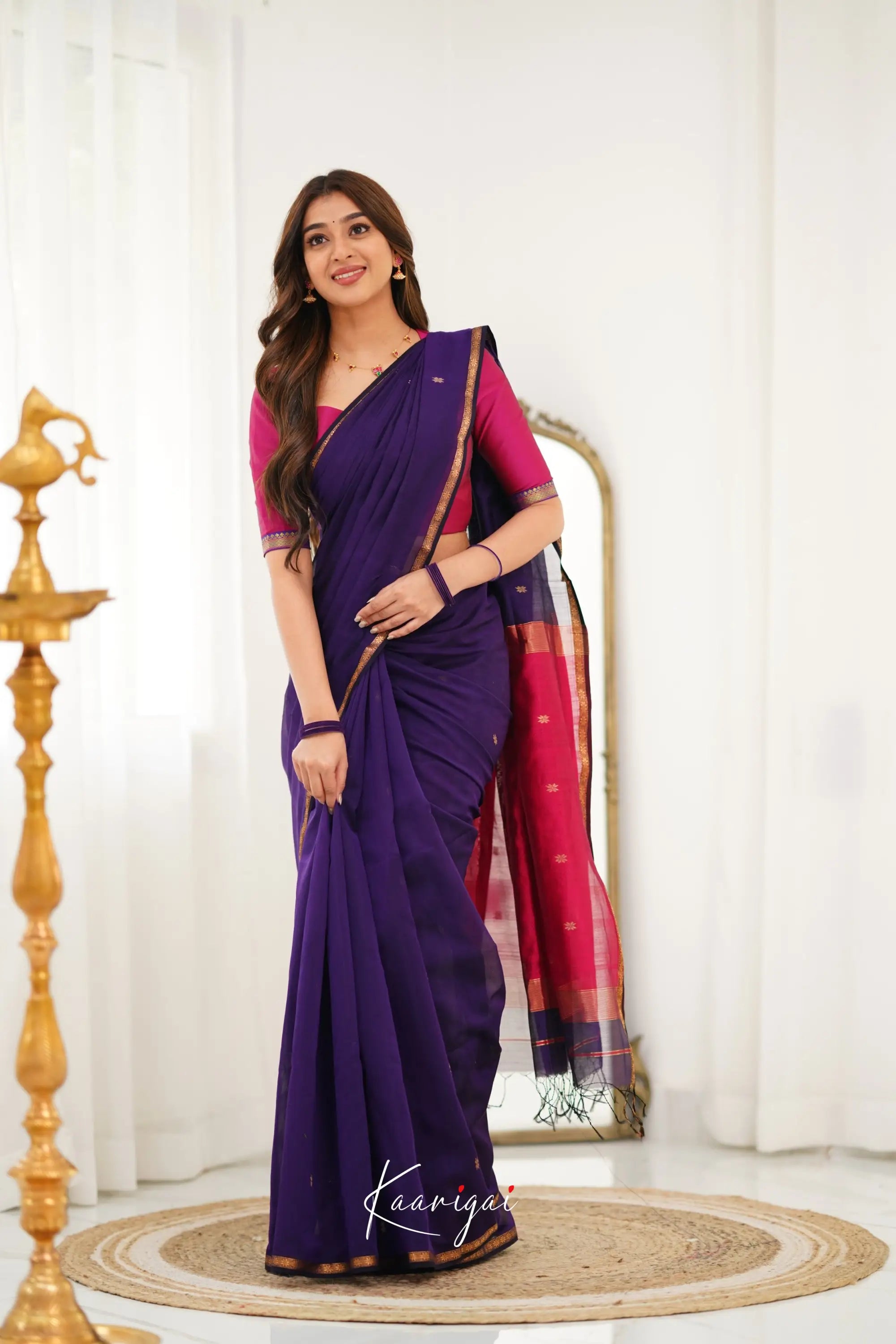 Maanvi Maheswari Silk Cotton Saree - Purple And Pink Sarees