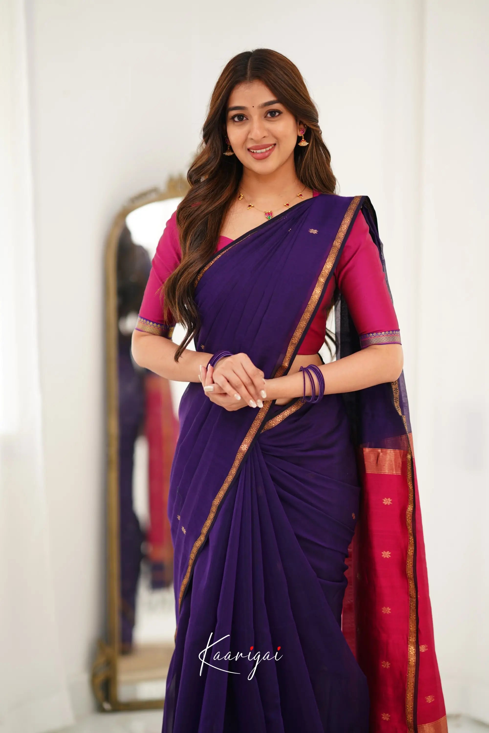 Maanvi Maheswari Silk Cotton Saree - Purple And Pink Sarees