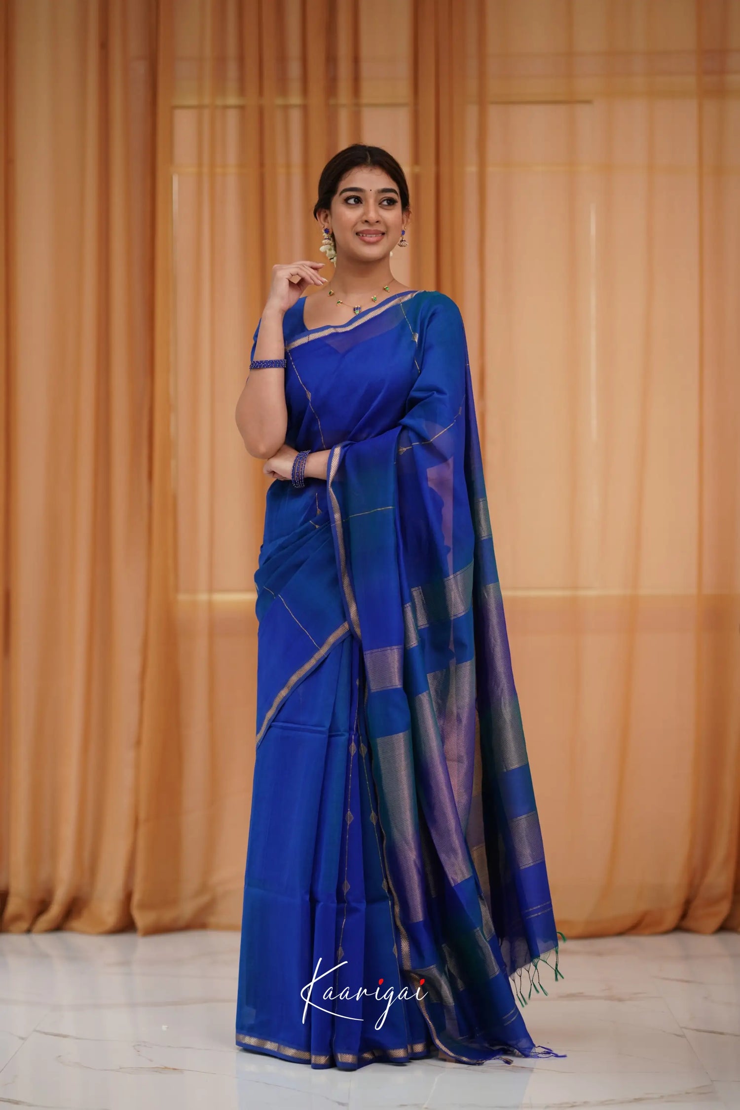 Maanvi Maheswari Silk Cotton Saree - Royal Blue Sarees