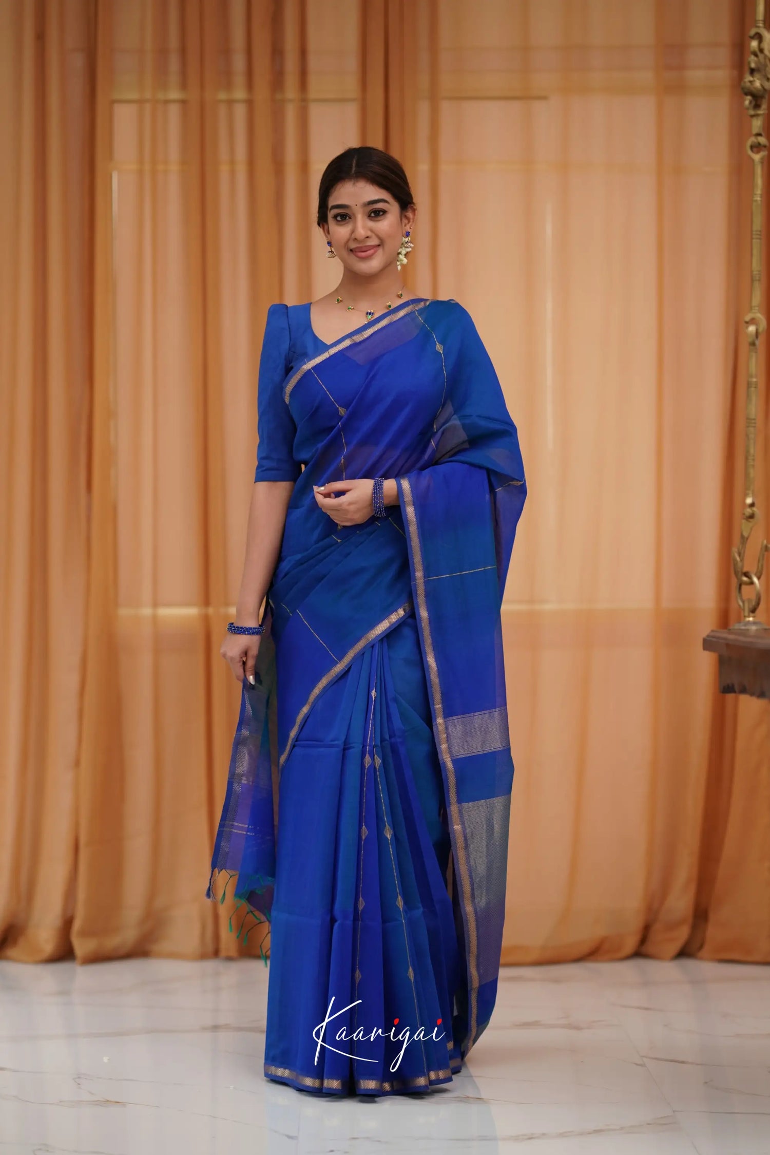 Maanvi Maheswari Silk Cotton Saree - Royal Blue Sarees