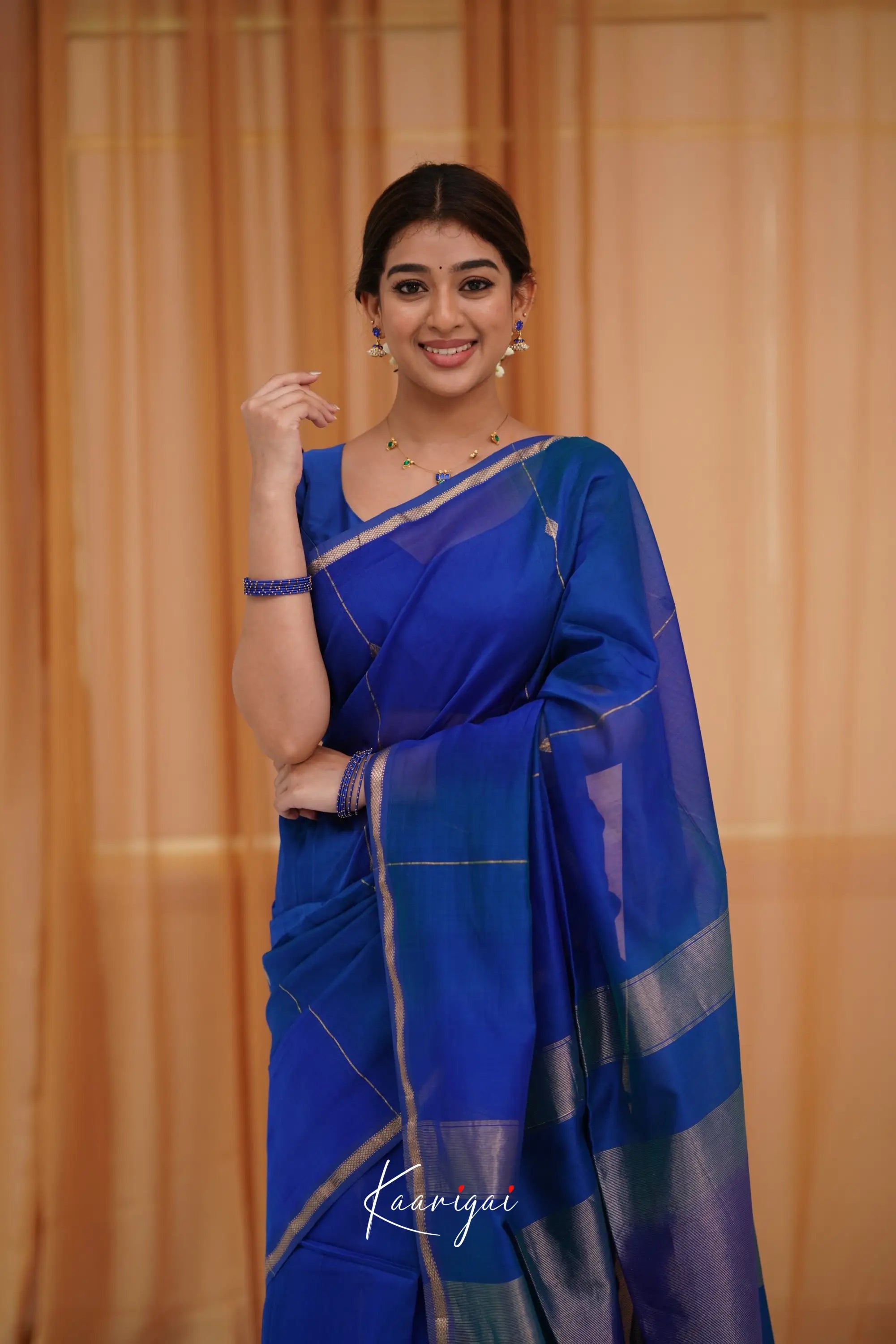 Maanvi Maheswari Silk Cotton Saree - Royal Blue Sarees