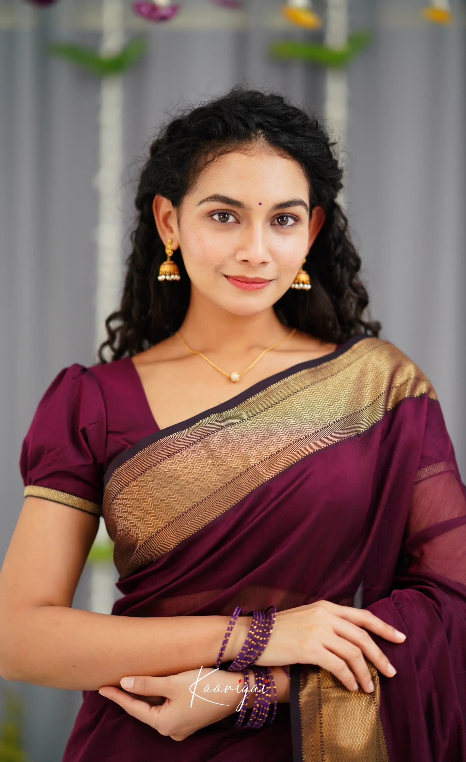 Maanvi Maheswari Silk Cotton Saree - Wine Sarees