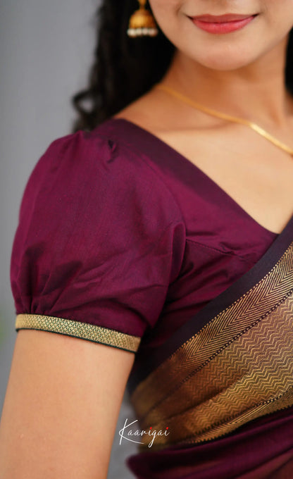 Maanvi Maheswari Silk Cotton Saree - Wine Sarees