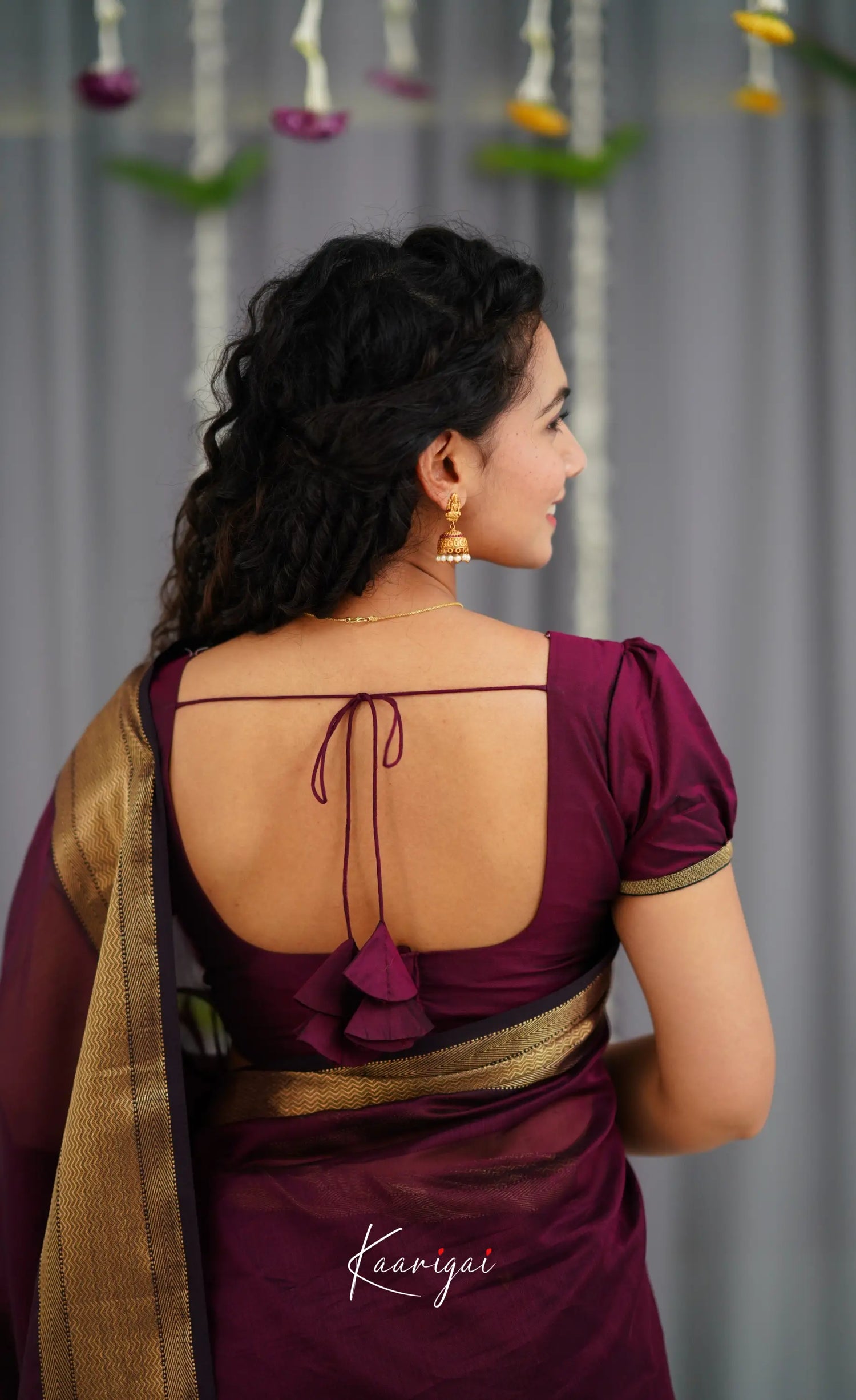Maanvi Maheswari Silk Cotton Saree - Wine Sarees