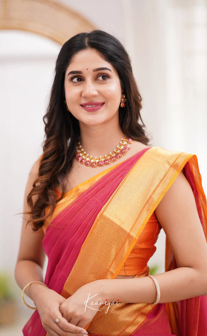 Maanvi- Pinkish Shade And Orange Tone Sarees