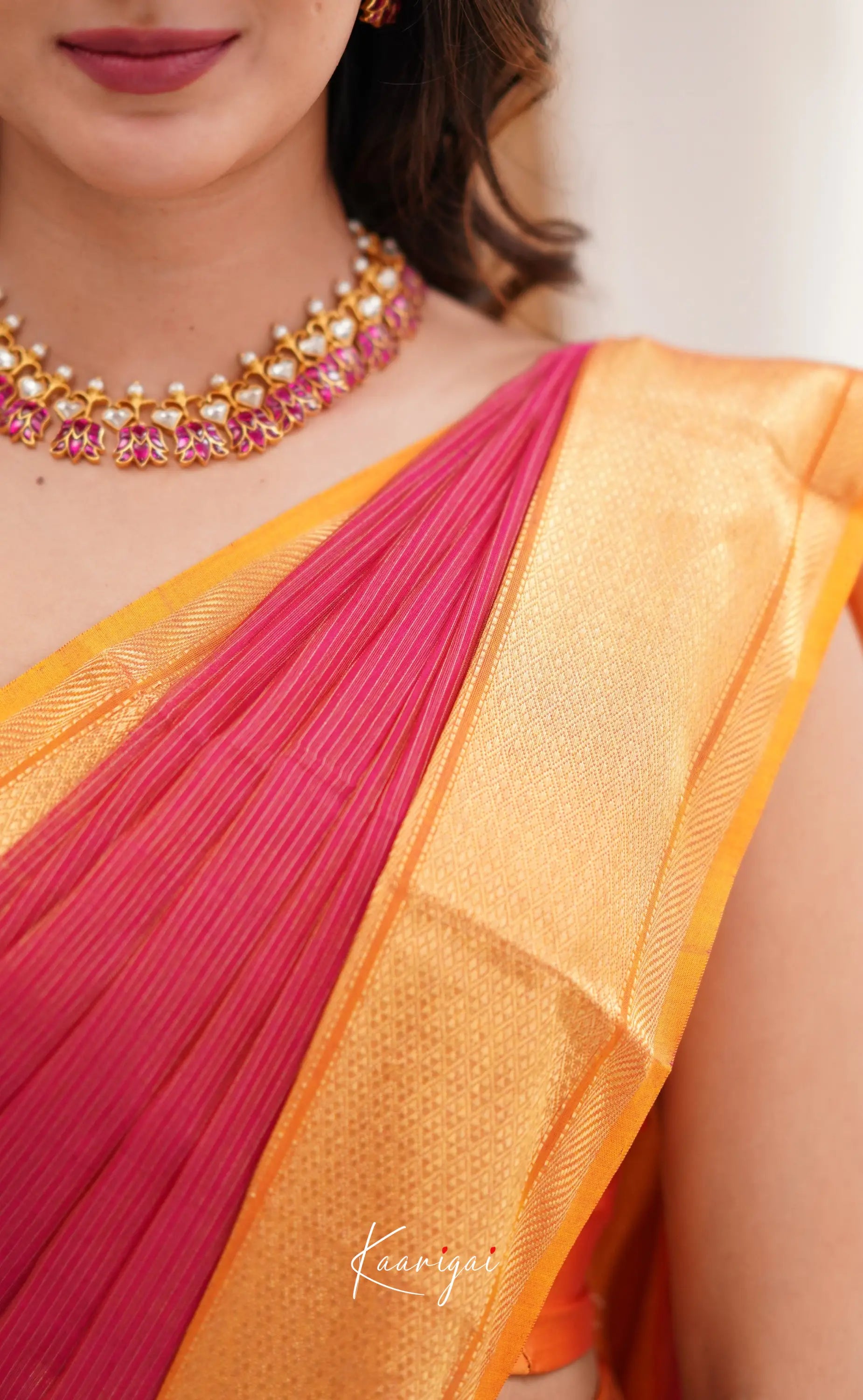 Maanvi- Pinkish Shade And Orange Tone Sarees