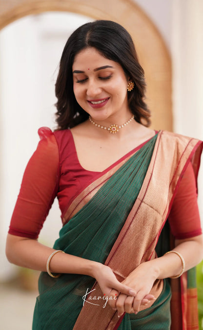 Maanvi- Shade Of Dark Green And Red Tone Sarees